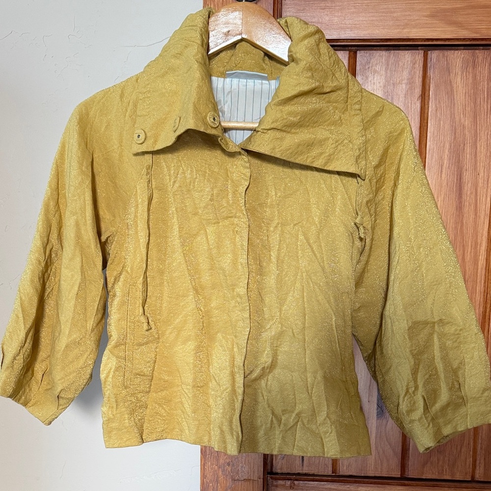 Vintage JH Collectibles Mustard Yellow Cropped Jacket Blazer Small Button Up